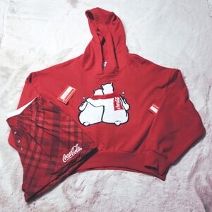 Coca-Cola Red Hoodie and Shorts PJ Set Size Medium